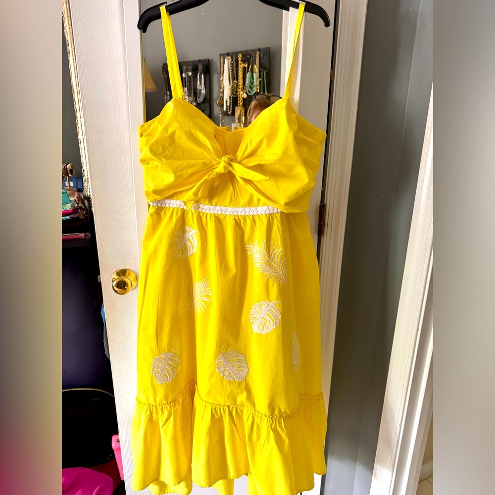 Lilly Pulitzer Eloisa Midi Dress Watch Hill Yellow Fiesta Embroidery Sz 8